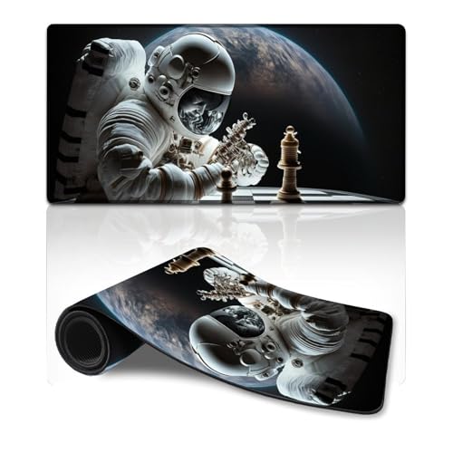Großes Gaming-Mauspad mit Astronauten, die Schach Spielen, erweitertes Mauspad (30 x 60 x 0,3 cm), Mäusepad für Computer, Arbeit, Gaming, Geschenke für Frauen von ZKYUBEK