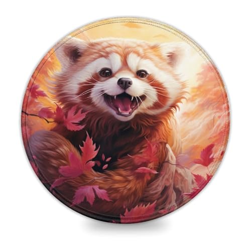 Runde Mini-Maus mit Sakura-Rot-Panda-Motiv, 20 x 20 cm (7,9 Zoll), Mauspad aus Gummi mit Rutschfester, wasserfester Gummioberfläche für das Home-Office und das Gaming-Zimmer von ZKYUBEK