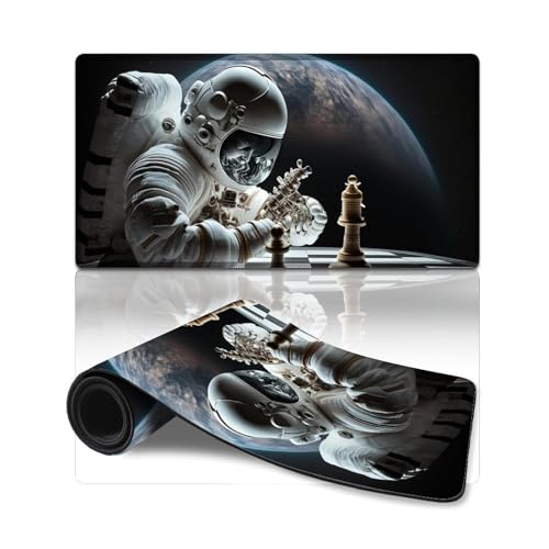 ZKYUBEK Computer-Mauspad, Astronauten Spielen Schach, erweitertes Mauspad (40 x 75 x 0,3 cm), Schreibtischunterlage für Laptop-PC, süßes Büromaterial, Schreibtisch-Deko-Zubehör von ZKYUBEK