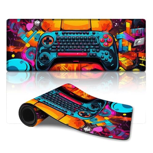 ZKYUBEK Computer-Mauspad, buntes Gamepad, XL-Mauspad (30 x 80 x 0,3 cm), Tischmatte für Computer, Laptop, Büro, Schreibtischzubehör von ZKYUBEK