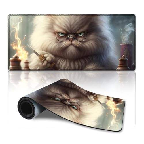 ZKYUBEK Gaming-Mauspad, Katze spielt Schach, waschbares Mauspad (40 x 90 x 0,3 cm), Mäusepad für Computer, Laptop, Büro, Schreibtischzubehör von ZKYUBEK