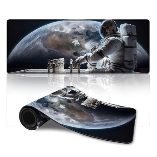 ZKYUBEK Großes Gaming-Mauspad mit Astronauten, die Schach Spielen. Lange XL-Mauspads (30 x 80 x 0,3 cm). Schreibtischunterlage für Computer, Laptop, Büro, Zuhause und unterwegs von ZKYUBEK