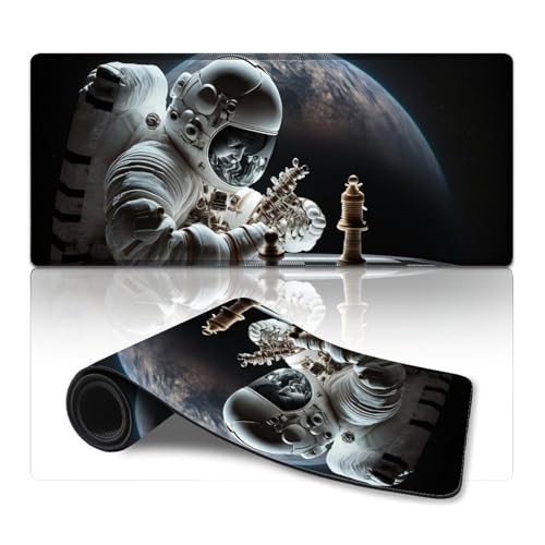 ZKYUBEK Großes Mauspad Astronauten Spielen Schach, Lange XXXL-Mauspads (40 x 90 x 0,3 cm), Schreibtischunterlage für Computer, Laptop, Büro, Zuhause und unterwegs von ZKYUBEK
