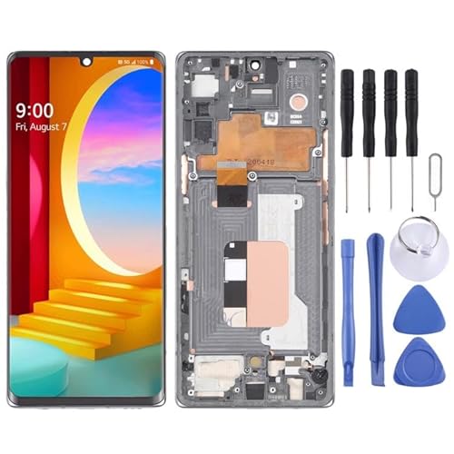 ZLALISA Handy Ersatzteile für LG Velvet 5G US Version LCD Bildschirm Digitizer Vollmontage mit Rahmen (Silber) Ersatzteile von ZLALISA