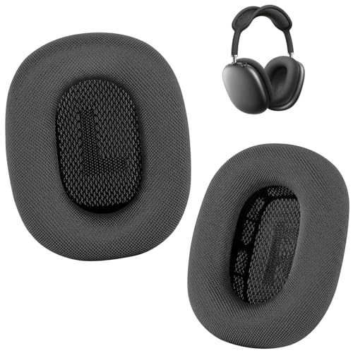 Ohrpolster für AirPods Max Kopfhörer, verbesserter Netz-Ohrpolster, kompatibel mit Apple AirPods Max mit Silikonschicht, Magnet, Memory-Schaum und Geräuschisolierung (Space Gray) von ZLIUCCR