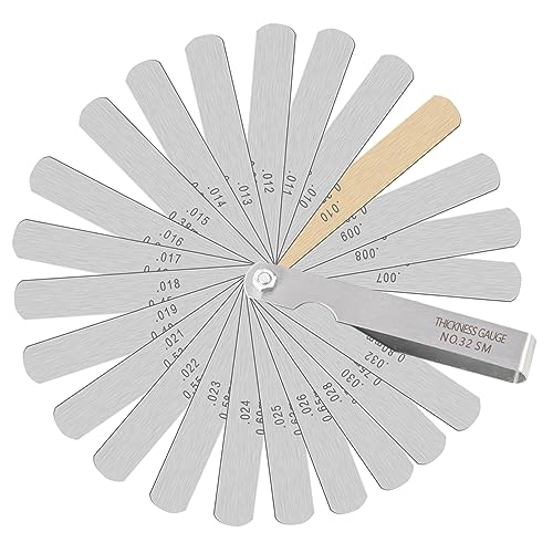 ZLKSKER Fühlerlehre aus Stahl mit 32 Klingen, 0,0015 Zoll bis 0,035 Zoll, Dicke Fühlerlehre, Spaltmesswerkzeug, metrischen und imperialen Maßen, ideal für die Überprüfung von Ventilen und Baumotoren von ZLKSKER