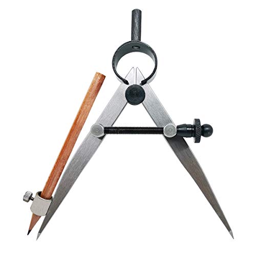 ZLKSKER Professioneller Leder-Kompass mit Bleistifthalter, Präzisions-Federteiler/Anreißer, Ganzmetallzirkel für Holzbearbeitung, Metallbearbeitung (25,4 cm) von ZLKSKER