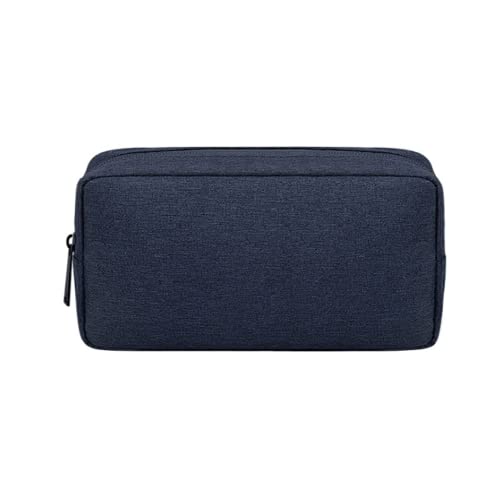 Elektronik-Zubehör Reisetasche, Reisekabel-Organizer, tragbare wasserdichte Doppelschichten All-in-One-Reisetasche, für Kabel, Powerbank, USB-Laufwerk, Ladegerät für Festplatte (L,Navy Blue) von ZLLY