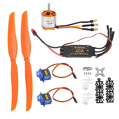 Bürstenloser RC-Flugzeugmotor, A2217 1250KV Bürstenloser Motor 40A ESC SG90 9G Micro Servo 8060 Propeller für RC-Flugzeug von ZLXHDL
