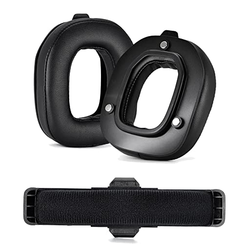 ZLiT Ersatz-Ohrpolster und Kopfhörer für Logitech Astro A50 Gen 4, Ohrenschützer mit Magnet (Schwarz, Proteinleder/Memory Schaum) von ZLiT