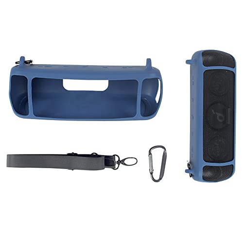 Tragbare weiche Silikonhülle passend für Anker Soundcore Motion+ Bluetooth Audio Lautsprecher mit tragbarem Schultergurt und Karabiner (Marineblau) von ZLiT