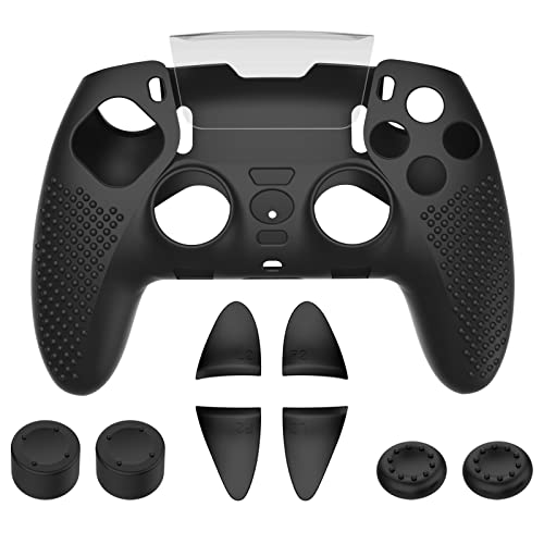 ZLiT Silikonhülle für PS5 Edge Controller, rutschfeste Silikon-Schutzhülle + Wippkappe + Auslöser für PS5 Edge Controller-Abdeckung (schwarz) von ZLiT