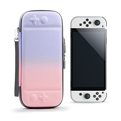ZLiT Tragetasche für Nintendo Switch, kompatibel mit Nintendo Switch OLED-Controller, Hartschalen-Hülle, bunte Reise-Aufbewahrungsbox (Farbverlauf, Pink-Lila) von ZLiT