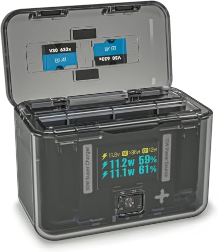 ZLiT für Inasta360 X4 Kamera-Akku-Ladegerät, intelligentes 3-in-1-Dual-Wege-Akku, Schnellladestation für Insta360 X4 Kamera-Akku-Ladegerät (schwarz) von ZLiT
