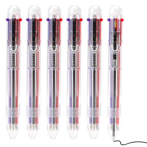 6 Stück Mehrfarbiger Kugelschreiber 6 in 1 Versenkbare Kugelschreiber Mehrfarbiger Stifte 6 Farben Stifte Multicolor Pen für Büro Schulbedarf Studenten Kinder Krankenschwestern Geschenk 0,5mm mit leer von ZMDMAH