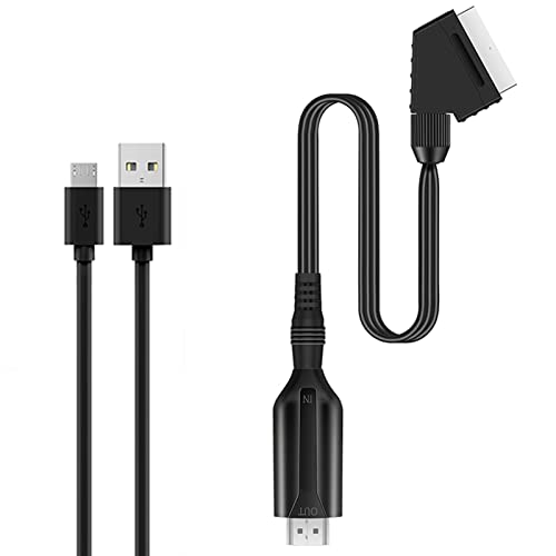 ZMKY D771 HD-auf-Scart-Kabel, langlebiges 1 Meter Direktverbindungskabel, praktisches Konvertierungskabel, unterstützt PAL- und NTSC-Ausgang, mit einem Scart- und USB-Kabel von ZMKY