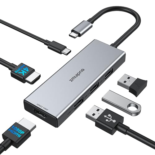 USB C HUB Dual HDMI Adapter für MacBook Pro/Air, Docking Station 2 HDMI, Dockingstation USB C Multiport Adapter mit 2X HDMI, 3 USB, 100W PD, USB C Dock Extended Mode für MacBook M1 M2/Dell/HP/Lenovo von ZMUIPNG