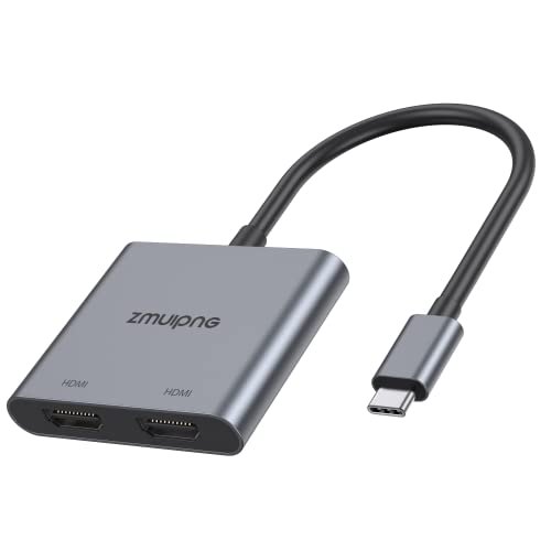 USB C zu Dual HDMI Adapter,USB C Hub mit 2 * 4K HDMI, Type C Thunderbolt 3/4 zu HDMI Converter, Dual HD Screen Display USB-C Adapter für MacBook Air/Pro, Dell, HP, Lenovo,Surface usw von ZMUIPNG