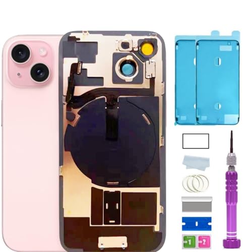 ZMVDJZ 15 Back Glass Replacement with Plate & Flex Cable and All Parts for iPhone 15 Back Cover Glass (Pink, 6.1 Inch) + Waterproof Tape + Repair Tools (Pink) von ZMVDJZ
