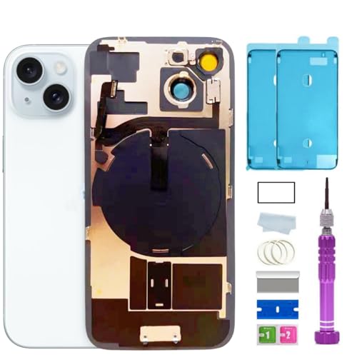 ZMVDJZ 15 Back Glass Replacement with Plate & Flex Cable and All Parts for iPhone 15 Back Cover Glass (Blue, 6.1 Inch) + Waterproof Tape + Repair Tools (Blue) von ZMVDJZ