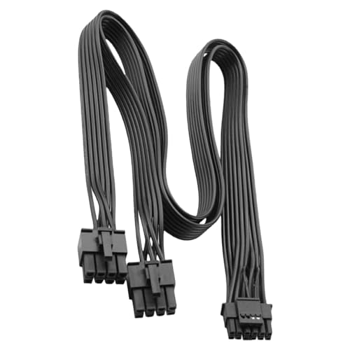 ZMYING FQIZJM Modulars Stromkabel, PCIE 5.0 Kabel 16AWG Doppel 8Pin auf 16Pin 12VHPWR PCIE Kabel für GPU und Hochleistungs-Netzteile, Schwarz von ZMYING