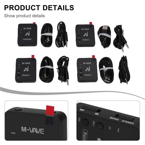 ZMdooreasy Kabellose In-Ear-Kopfhörer mit wiederaufladbarem Sender, Empfänger, 2,4 G, 30 m Reichweite, 5 Stunden Betriebszeit, niedrige Latenz, Audiosystem (1 Set) von ZMdooreasy