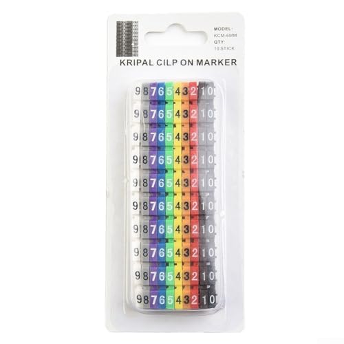 ZMdooreasy Kabelmarkierer-Set, bunt, C-Typ, Nummernschild-Etiketten für Draht, 1,5–6 mm², Kunststoff, Clip-on-Design, einfache Identifizierung (4 mm), 100 Stück von ZMdooreasy