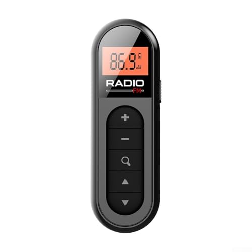 ZMdooreasy Tragbares FM-Radio mit LCD-Display mit Hintergrundbeleuchtung und einem 3,5-mm-Kopfhörer für Outdoor-Aktivitäten wie Joggen oder Camping (schwarz) von ZMdooreasy