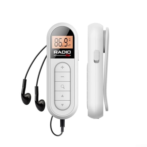 ZMdooreasy Tragbares FM-Radio mit LCD-Display mit Hintergrundbeleuchtung und einem 3,5-mm-Kopfhörer für Outdoor-Aktivitäten wie Joggen oder Camping (weiß) von ZMdooreasy