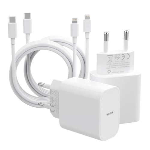 ZNBTCY 2er-Pack 25W USB C Ladegerät mit iPhone Ladekabel 1.8M. Schnellladegerät, Stecker Charger Power Adapter,USB C netzteil mit Lightning Kabel für iPhone 14/13/12 Pro/SE/11/XS/XR/8P/SE/iPad-weiß von ZNBTCY