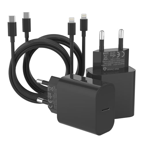 ZNBTCY 2er-Pack Schnellladegerät mit iPhone Ladekabel 2M, iPhone Netzteil, Schnellladekabel, Ladeadapter, 25W USB C Ladegerät und Schnellladekabel für iPhone 14/13/12/11/Pro/XR/XS/X/8 iPad(schwarz) von ZNBTCY