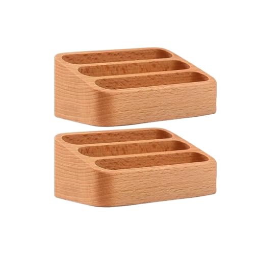 Visitenkartenhalter 2/5 Pcs Holz Desktop Visitenkarte Display-ständer Visitenkarte Halter Holz Karte Organizer for Büro Tisch Veranstalter Für Büro(Wood Color-2pcs) von ZNTIHZ