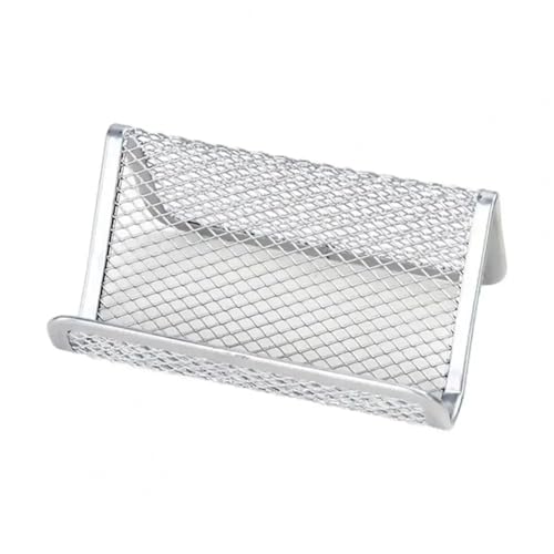Visitenkartenhalter 2 Pcs Mesh Karte Metall Halter Tragbare Metall Mesh Visitenkarte Display-Ständer Name Karte Display Halter Für Büro(Silver) von ZNTIHZ