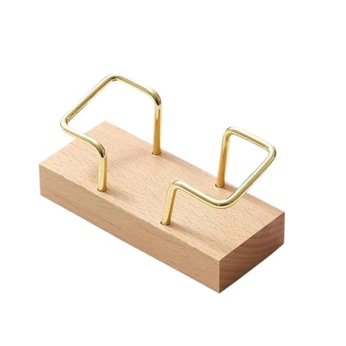 Visitenkartenhalter 2 Pcs Tabletop Regal Visitenkarte Halter Holz Karte Halter Metall Holz Karte Veranstalter Für Büro(Dark brown) von ZNTIHZ