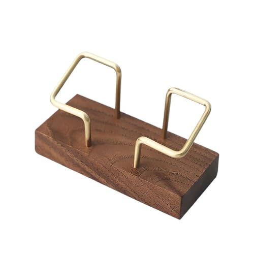 Visitenkartenhalter 2 Pcs Tabletop Regal Visitenkarte Halter Holz Karte Halter Metall Holz Karte Veranstalter Für Büro(Light brown) von ZNTIHZ