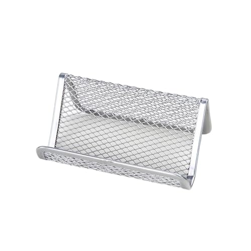 Visitenkartenhalter 3-teiliger Visitenkartenhalter aus schwarzem Metallgeflecht for den Schreibtisch im Büro, Visitenkartenhalter, Ständer, Lager-Organizer Für Büro(Silver) von ZNTIHZ