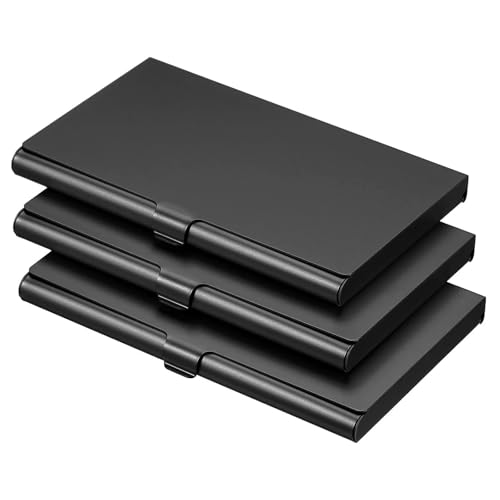 Visitenkartenhalter 3Pcs Visitenkartenhalter Kreditkartenhalter Aluminiumlegierung Flip Cover Slim Name Kartenetui Für Büro(Black) von ZNTIHZ