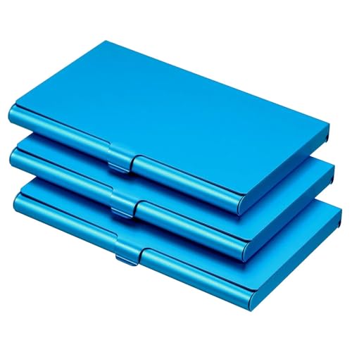 Visitenkartenhalter 3Pcs Visitenkartenhalter Kreditkartenhalter Aluminiumlegierung Flip Cover Slim Name Kartenetui Für Büro(Blue) von ZNTIHZ