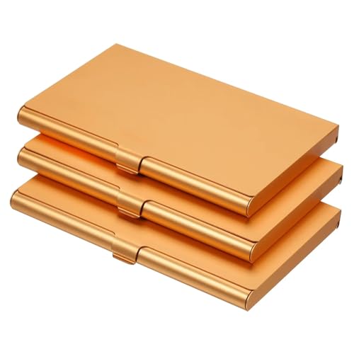Visitenkartenhalter 3Pcs Visitenkartenhalter Kreditkartenhalter Aluminiumlegierung Flip Cover Slim Name Kartenetui Für Büro(Orange) von ZNTIHZ