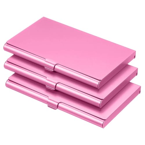 Visitenkartenhalter 3Pcs Visitenkartenhalter Kreditkartenhalter Aluminiumlegierung Flip Cover Slim Name Kartenetui Für Büro(Pink) von ZNTIHZ