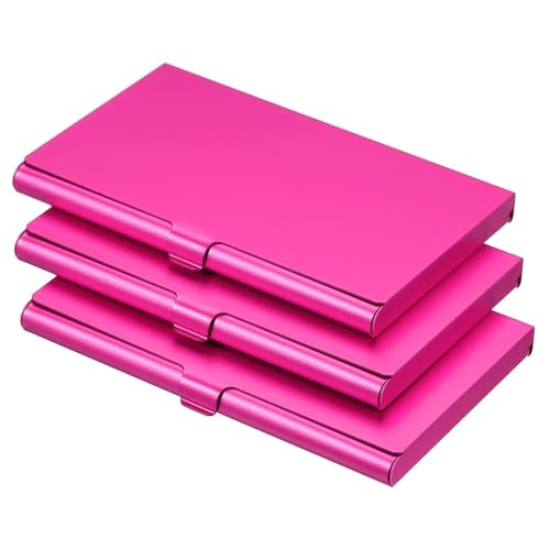 Visitenkartenhalter 3Pcs Visitenkartenhalter Kreditkartenhalter Aluminiumlegierung Flip Cover Slim Name Kartenetui Für Büro(Rose Red) von ZNTIHZ
