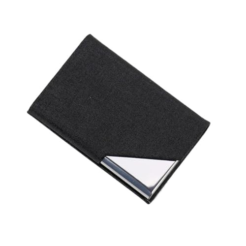Visitenkartenhalter 4 Stück Visitenkartenhalter mit magnetischem PU-Leder Edelstahl Visitenkartenetui ID Namenskartenetui Für Büro(Black) von ZNTIHZ