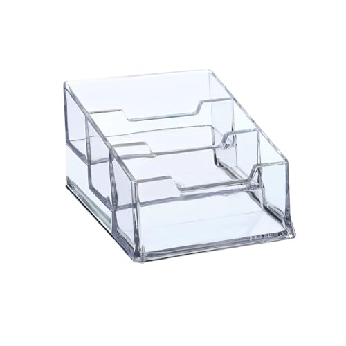 Visitenkartenhalter Kunststoff Visitenkartenhalter 1/2/3/6 Steckplätze Desktop Namenskarten Display Stand Kartenetui Box for Büro Schreibtisch Für Büro(105x105x60mm 3 Slot) von ZNTIHZ