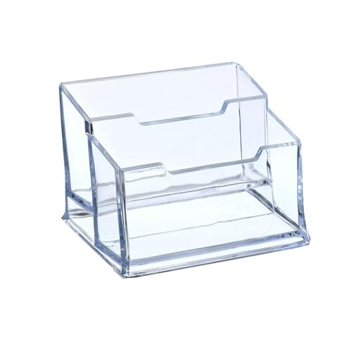 Visitenkartenhalter Kunststoff Visitenkartenhalter 1/2/3/6 Steckplätze Desktop Namenskarten Display Stand Kartenetui Box for Büro Schreibtisch Für Büro(105x65x70mm 2 Slot) von ZNTIHZ