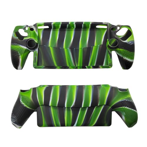 ZOANCC Silikonhülle für Playstation Portal, Camouflage Schutzhülle für Spielkonsolen, Schutzhülle für tragbare Abdeckungen, rutschfestes Partikeldesign (Tarnfarbe Grün) von ZOANCC