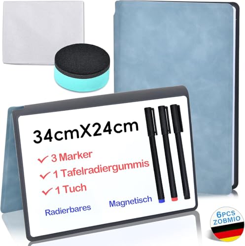 ZOBMIO - Magnetisch Klein Whiteboard, Small Tragbar White board mit Ständer, Abwischbar Mini Whiteboard für Schreibtisch, Tafel, Desk - inkl. 1 Marker mit Radierer, Schwarz, 34cm x 24cm,Doppelseitig ZOBMIO - Magnetisch Klein Whiteboard, Small Tragbar White board mit Ständer, Abwischbar Mini Whiteboard für Schreibtisch, Tafel, Desk - inkl. 1 Marker mit Radierer, Schwarz, 34cm x 24cm,Doppelseitig von ZOBMIO