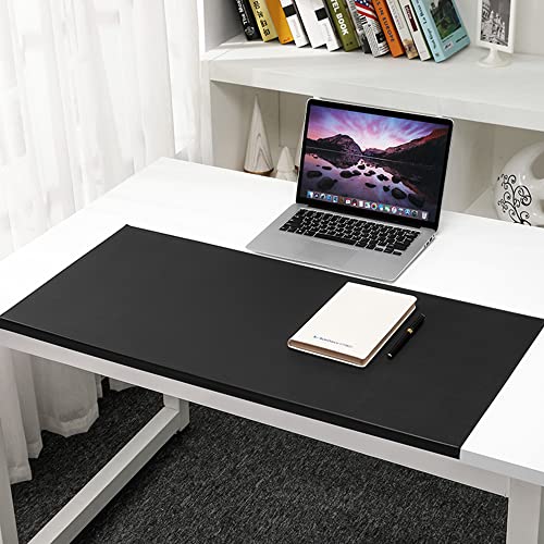 PU-Leder-Schreibtischunterlage für Laptop, Maus oder Schreiben, große Schreibtischunterlage, Tischmatte, glattes Gaming-Mauspad, rutschfeste große Schreibmatte mit Kantenschutz, 150 x 50 cm, schwarz von ZOCIS