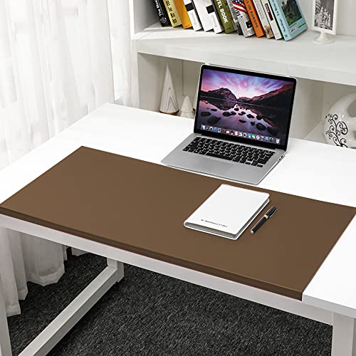 PU-Leder-Schreibtischunterlage für Laptop, Maus oder Schreiben, große Schreibtischunterlage, Tischmatte, glattes Gaming-Mauspad, rutschfeste große Schreibmatte mit Kantenschutz, 70 x 40 cm, Braun von ZOCIS