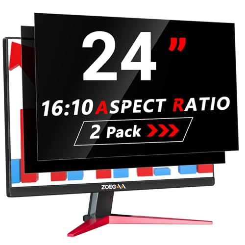 ZOEGAA 2 Stück Blickschutzfilter 24 Zoll 16 10 Entwickelt und Produziert Fabrik, Abnehmbar Sichtschutz 24 Zoll Monitor&Anti-Blaulicht Blickschutzfilter für HP Dell Acer Asus Samsung Lenovo von ZOEGAA