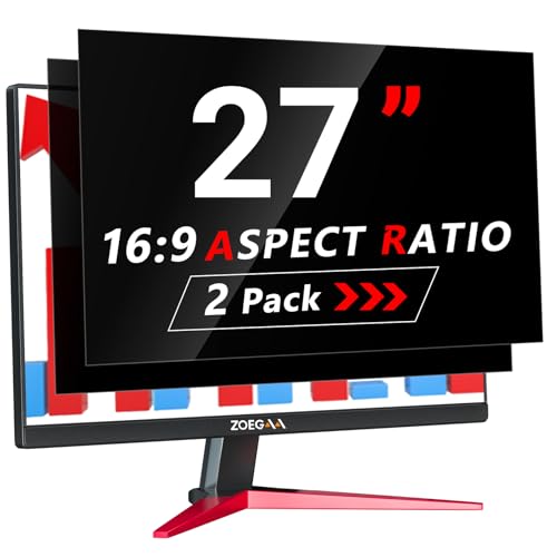 ZOEGAA 2 Stück Blickschutzfolie 27 Zoll Monitor 16:9 Entwickelt und Produziert Fabrik,Abnehmbar und Anti-Blaulicht Sichtschutzfolie 27 Zoll Monitor für HP Dell Acer Asus Samsung Lenovo von ZOEGAA